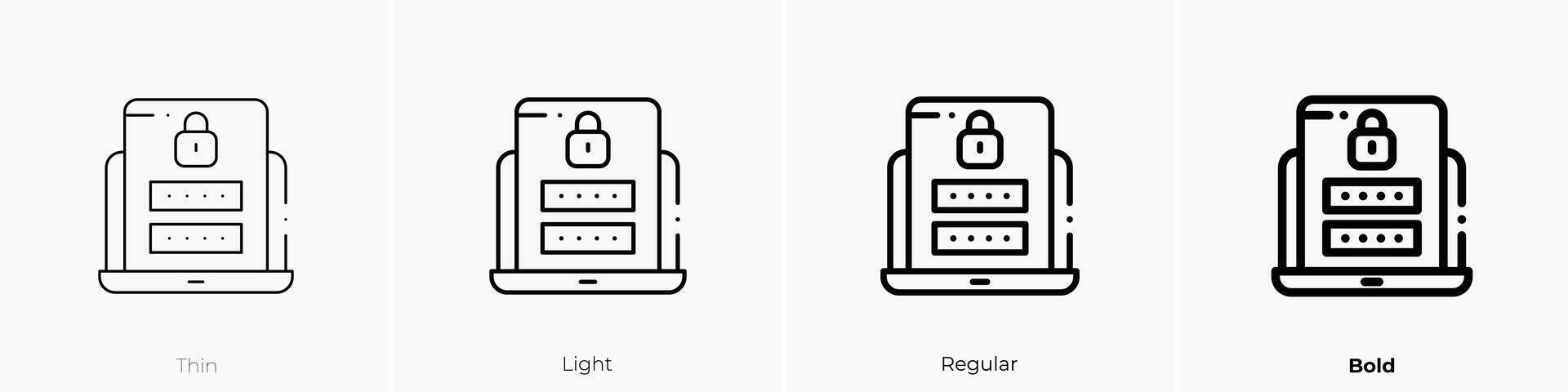 Anmeldung Symbol. dünn, Licht, regulär und Fett gedruckt Stil Design isoliert auf Weiß Hintergrund vektor