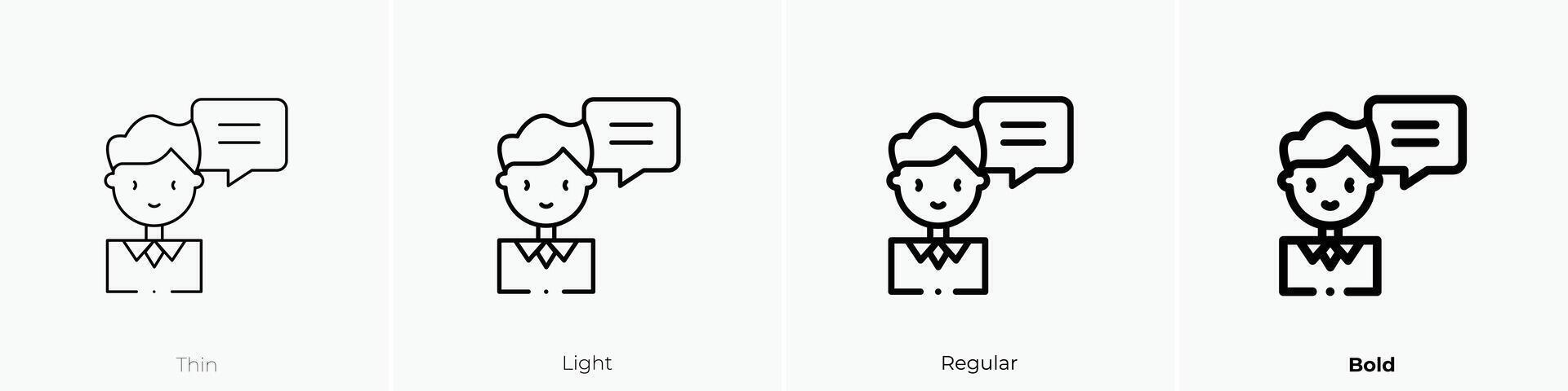 Mann Symbol. dünn, Licht, regulär und Fett gedruckt Stil Design isoliert auf Weiß Hintergrund vektor