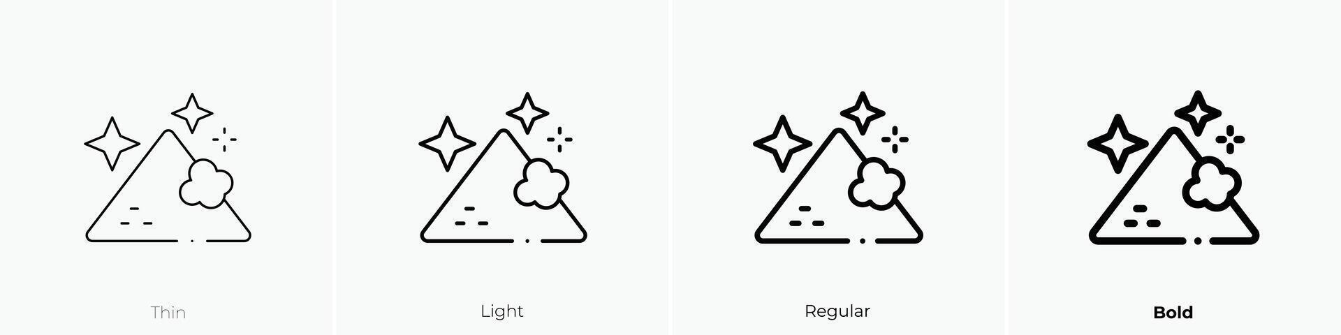 Magie Staub Symbol. dünn, Licht, regulär und Fett gedruckt Stil Design isoliert auf Weiß Hintergrund vektor