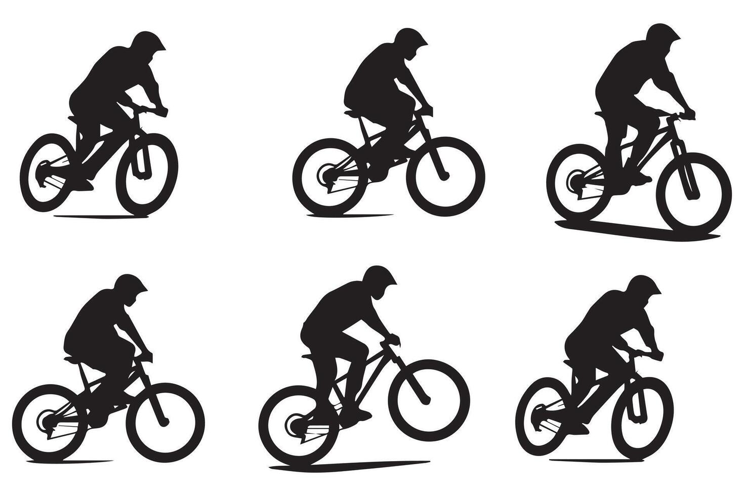 schwarz Silhouetten von Radfahrer Fahrer Springen auf ein Weiß Hintergrund vektor