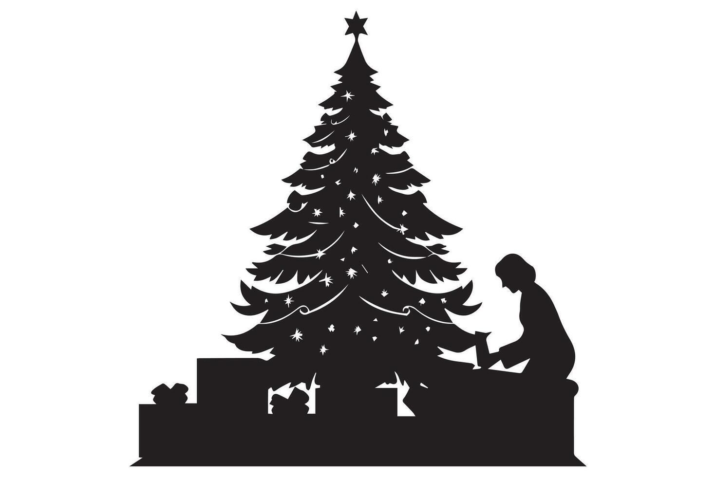 Weihnachten Baum Silhouette mit Geschenke Profi Design vektor