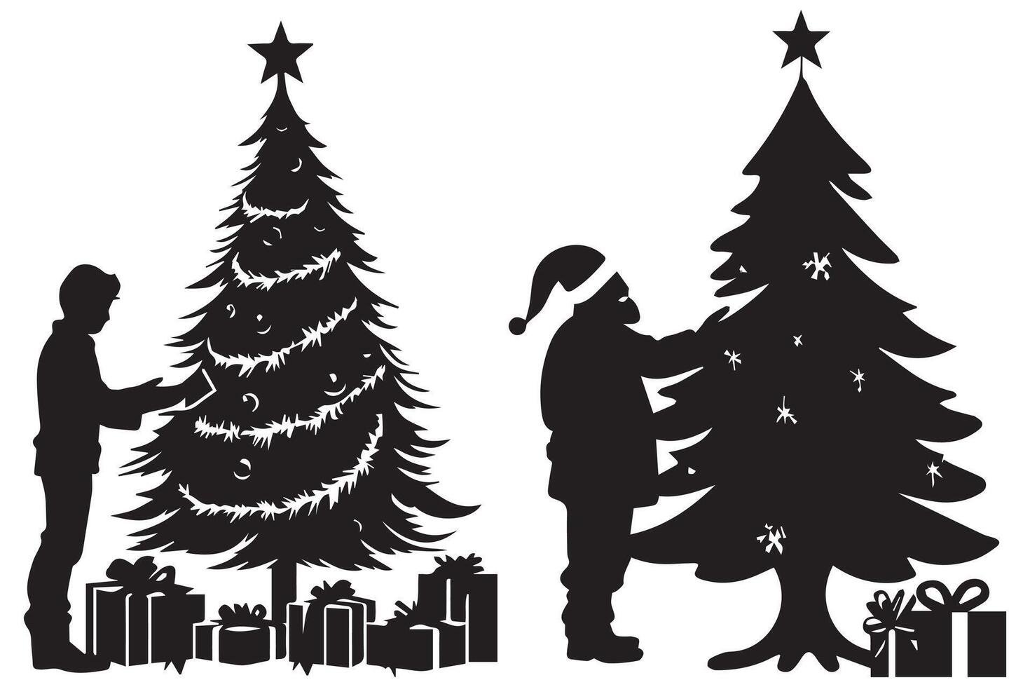 Weihnachten Baum Silhouette mit Geschenke Profi Design vektor