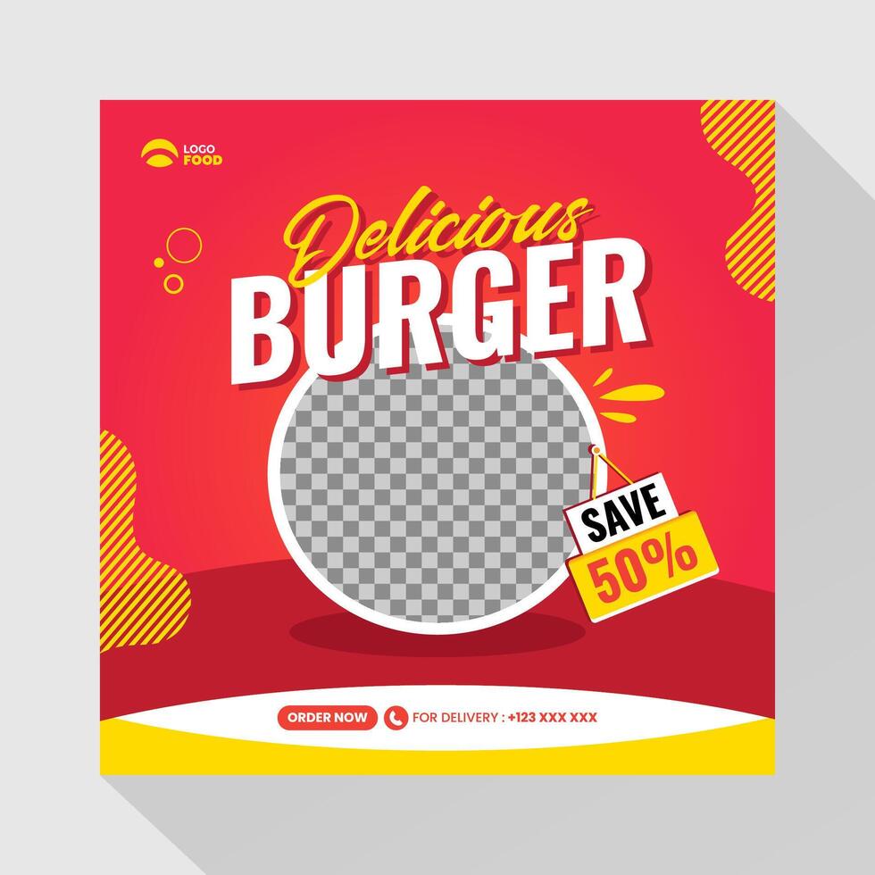 Burger Essen Sozial Medien Post Vorlage Design vektor