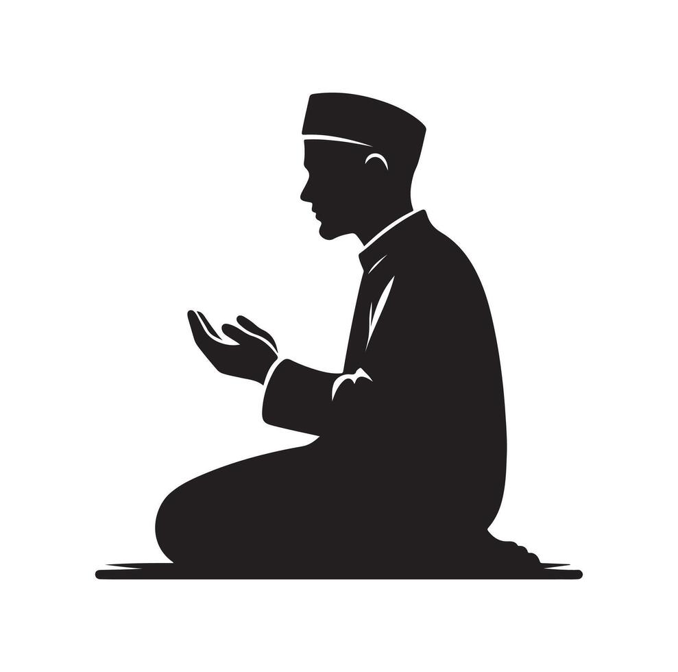 Muslim beten Silhouette. beten Symbol Illustration vektor