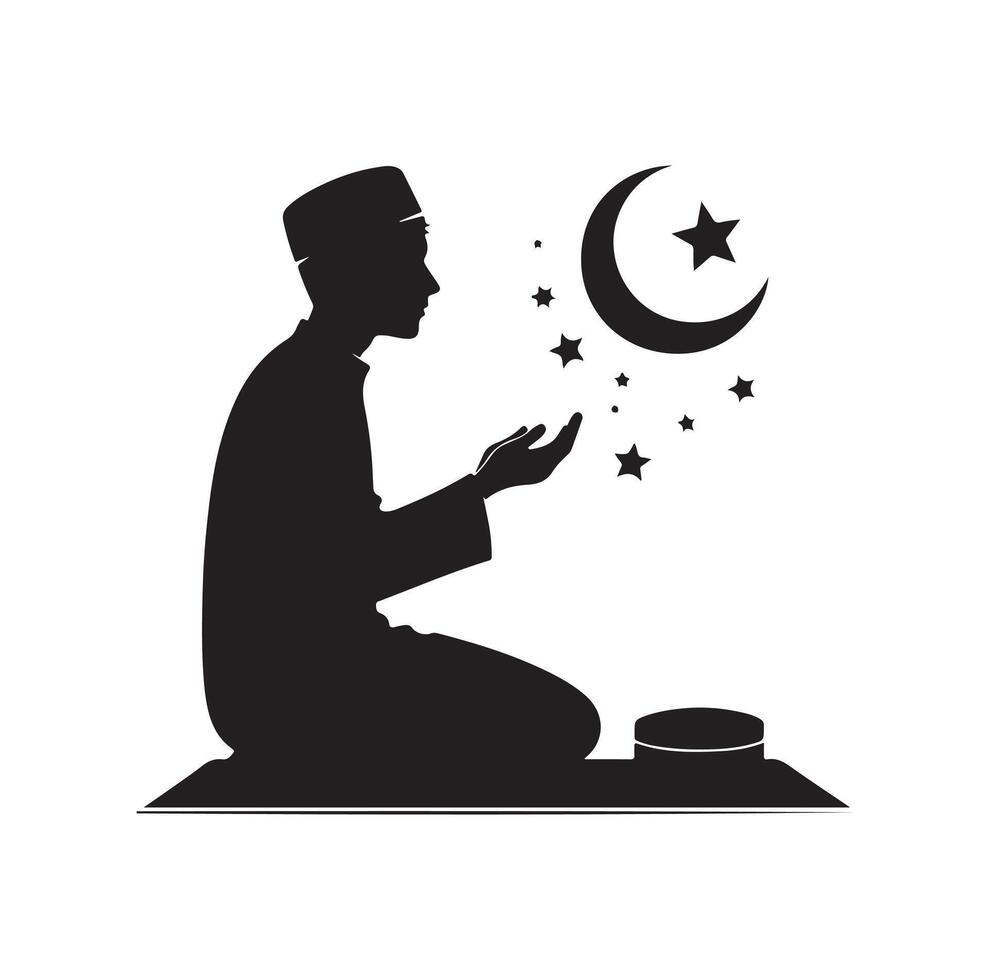 Muslim beten Silhouette. beten Symbol Illustration vektor