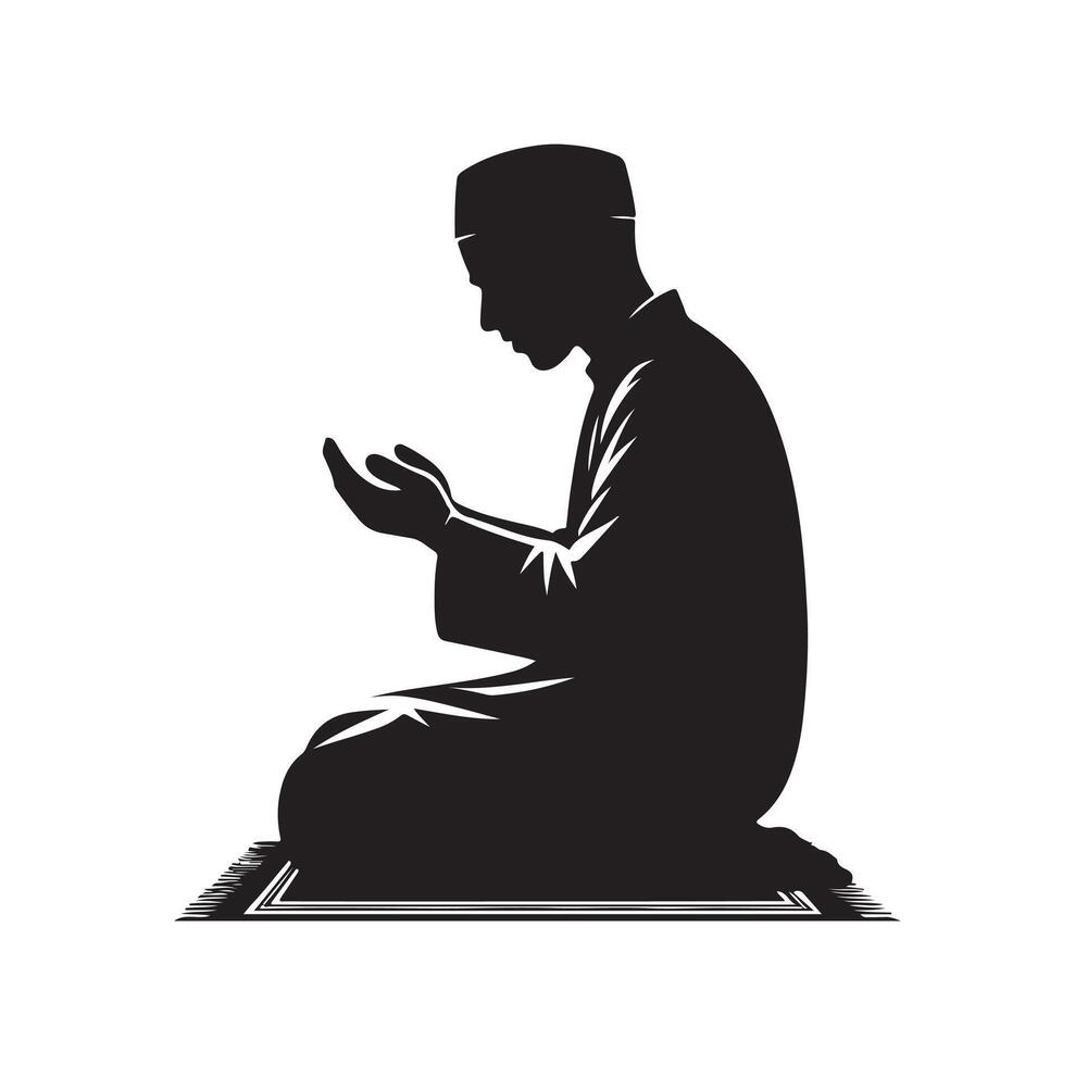 Muslim beten Silhouette. beten Symbol Illustration vektor