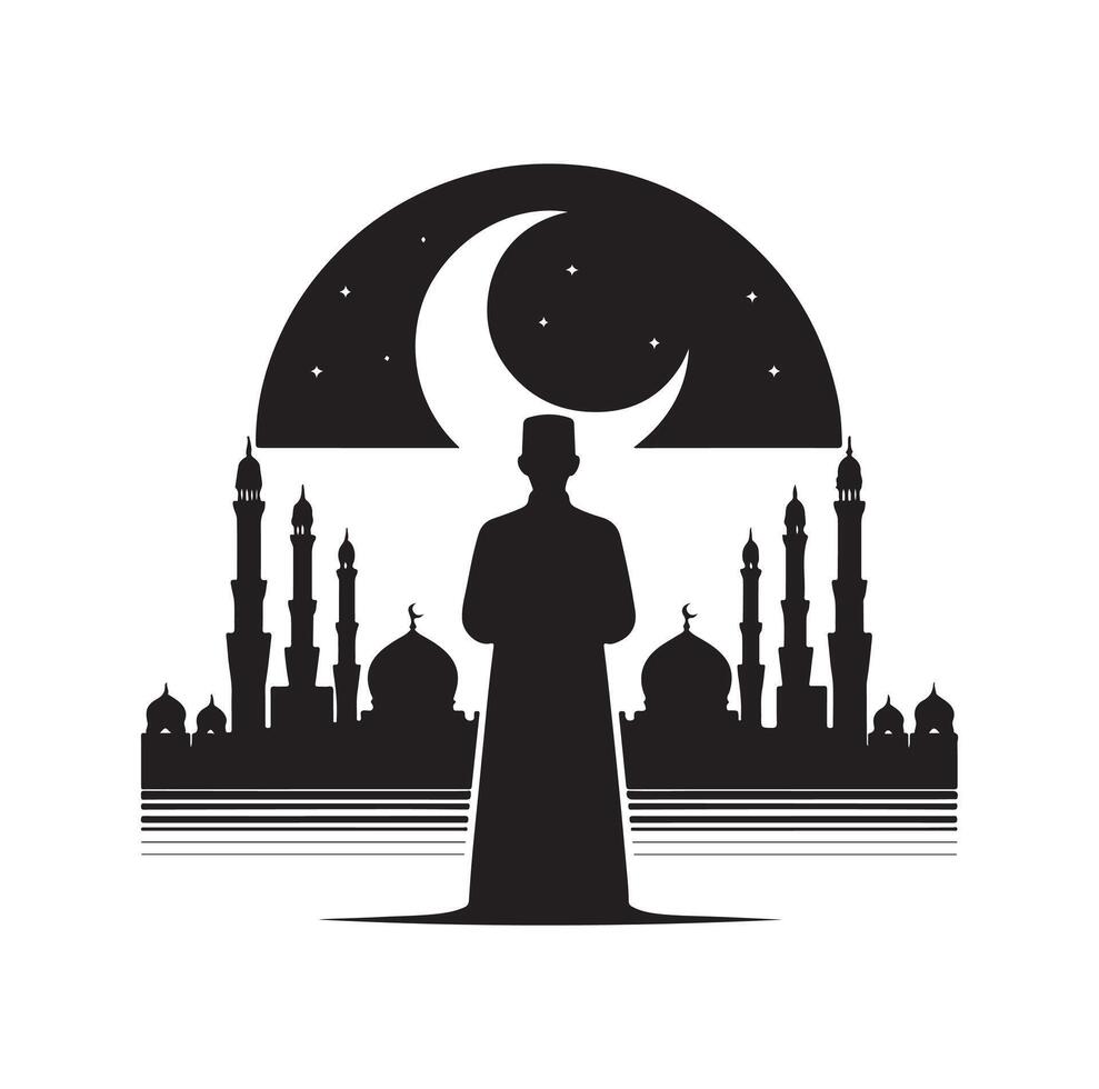 Muslim beten Silhouette. beten Symbol Illustration vektor