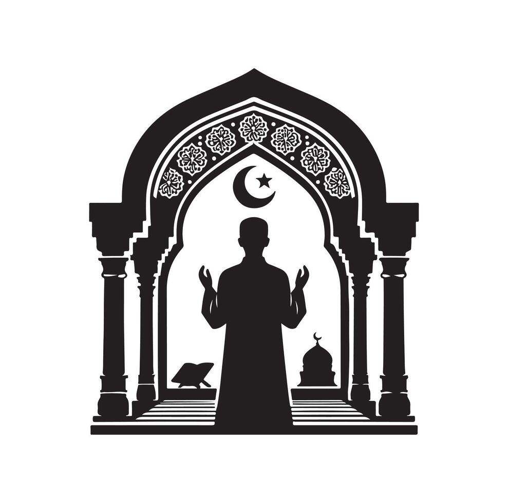 muslim bön- silhuett. bön- symbol illustration vektor