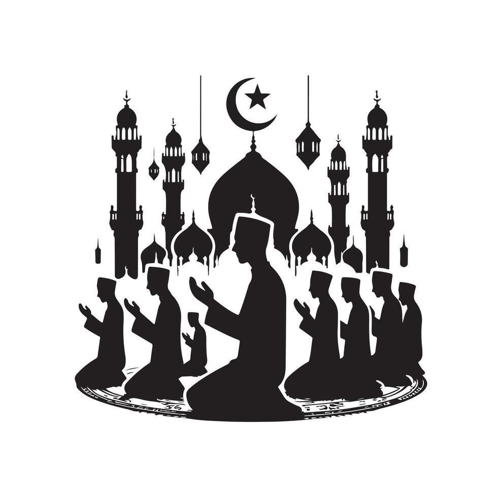 Muslim beten Silhouette. beten Symbol Illustration vektor