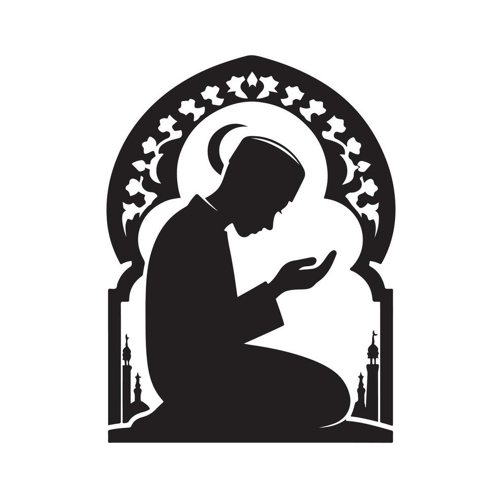 Muslim beten Silhouette. beten Symbol Illustration vektor