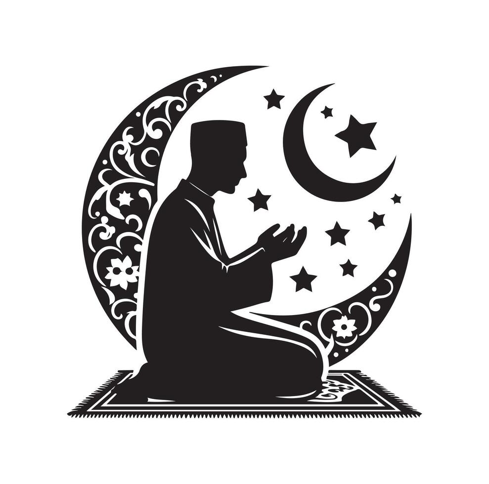 Muslim beten Silhouette. beten Symbol Illustration vektor