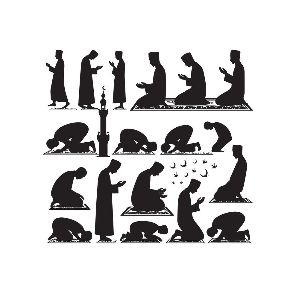 Muslim beten Silhouette. beten Symbol Illustration vektor