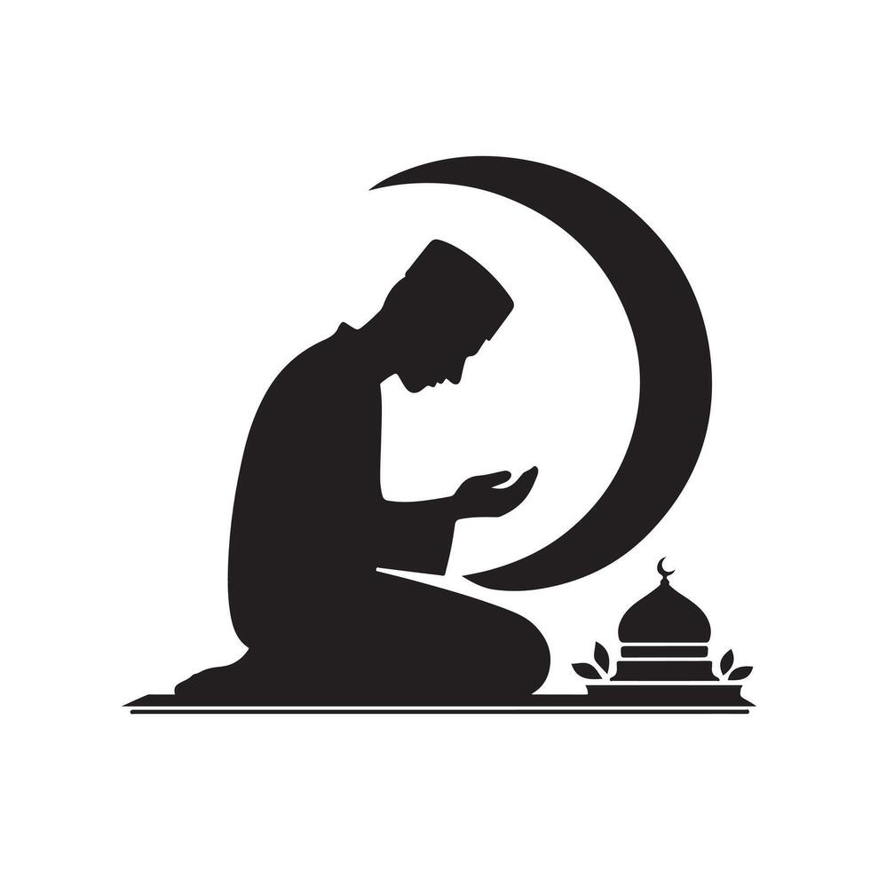 Muslim beten Silhouette. beten Symbol Illustration vektor