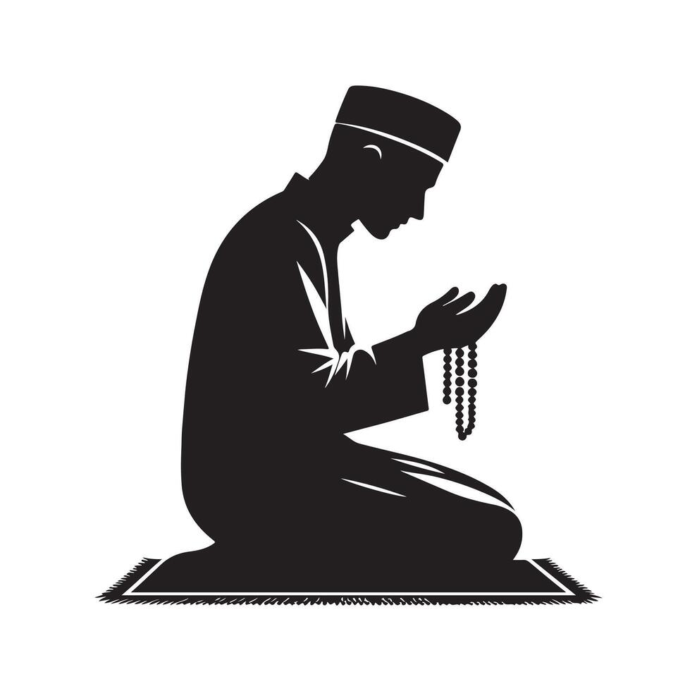 Muslim beten Silhouette. beten Symbol Illustration vektor