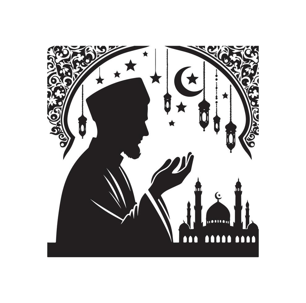 Muslim beten Silhouette. beten Symbol Illustration vektor