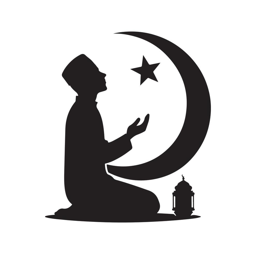 Muslim beten Silhouette. beten Symbol Illustration vektor