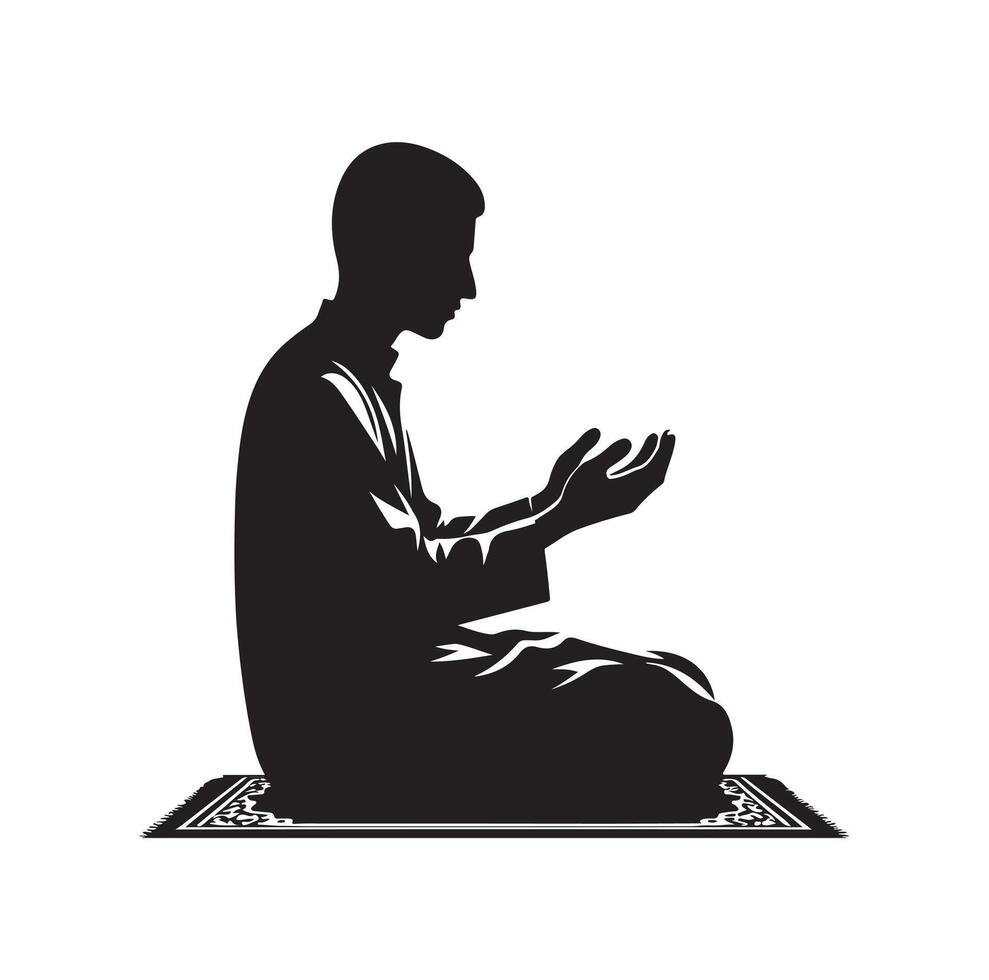 Muslim beten Silhouette. beten Symbol Illustration vektor