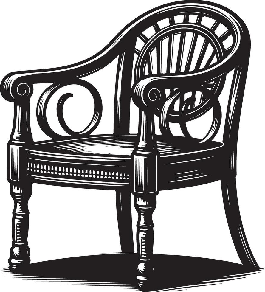 nett hölzern Stuhl, schwarz Farbe Silhouette vektor