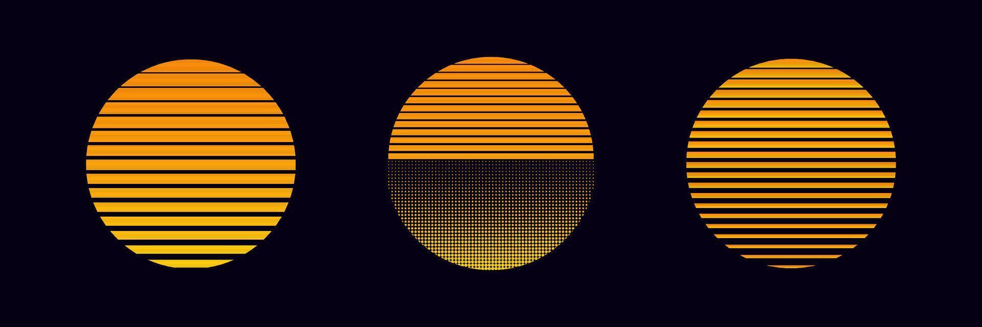 retro Sonne Sonnenuntergang Logo. alt Sonne Kreis Sonnenaufgang Design. vektor