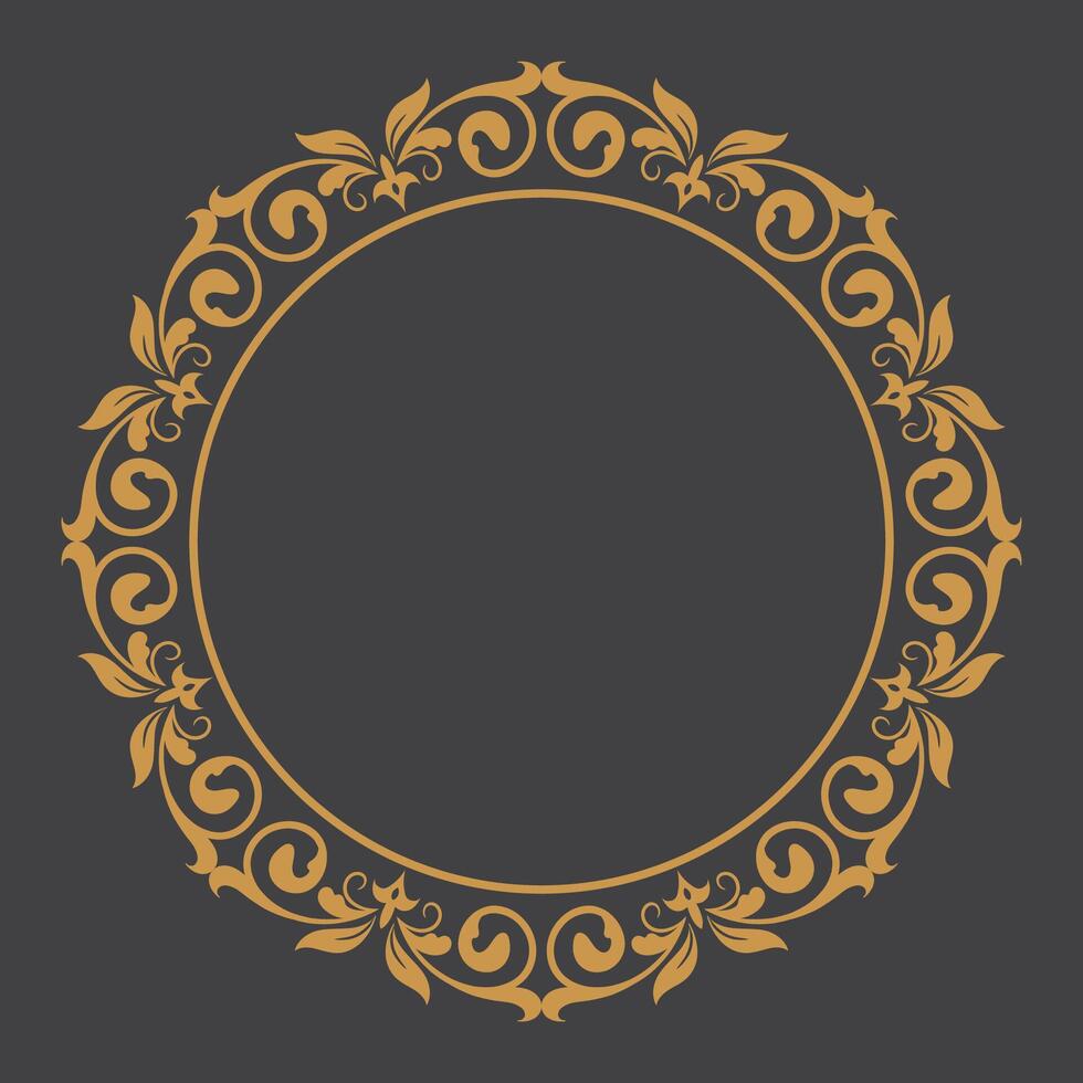 golden Jahrgang Rahmen Ornament im Kreis Größe.golden Rand Verzierung.geeignet zum Hochzeit Einladung Karte. golden kalligraphisch rahmen. vektor