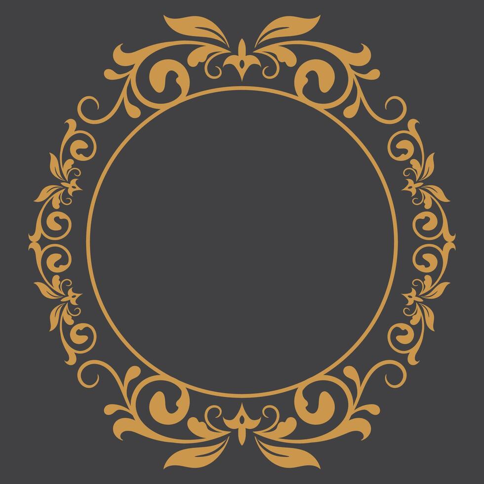 golden Jahrgang Rahmen Ornament im Kreis Größe.golden Ring Rand Verzierung.geeignet zum Hochzeit Einladung Karte. vektor
