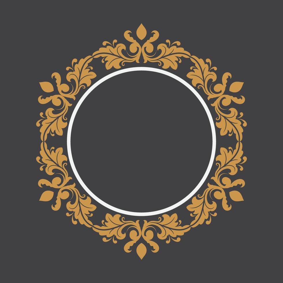 golden Jahrgang Rahmen Ornament im Kreis gestalten .golden Ring Rand Verzierung.geeignet zum Hochzeit Einladung Karte. vektor