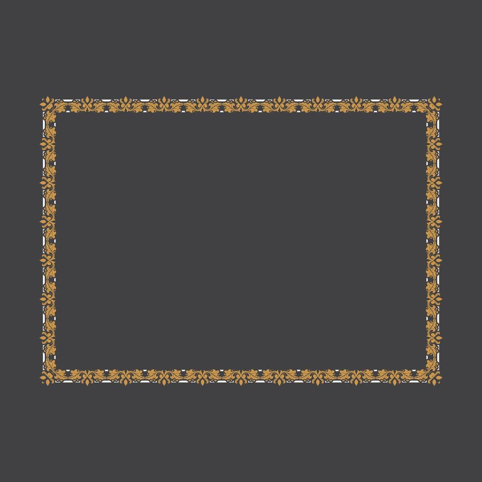 golden Jahrgang Rahmen Ornament im a4 Größe.golden Rand Verzierung.geeignet zum Hochzeit Einladung Karte. golden kalligraphisch rahmen. vektor