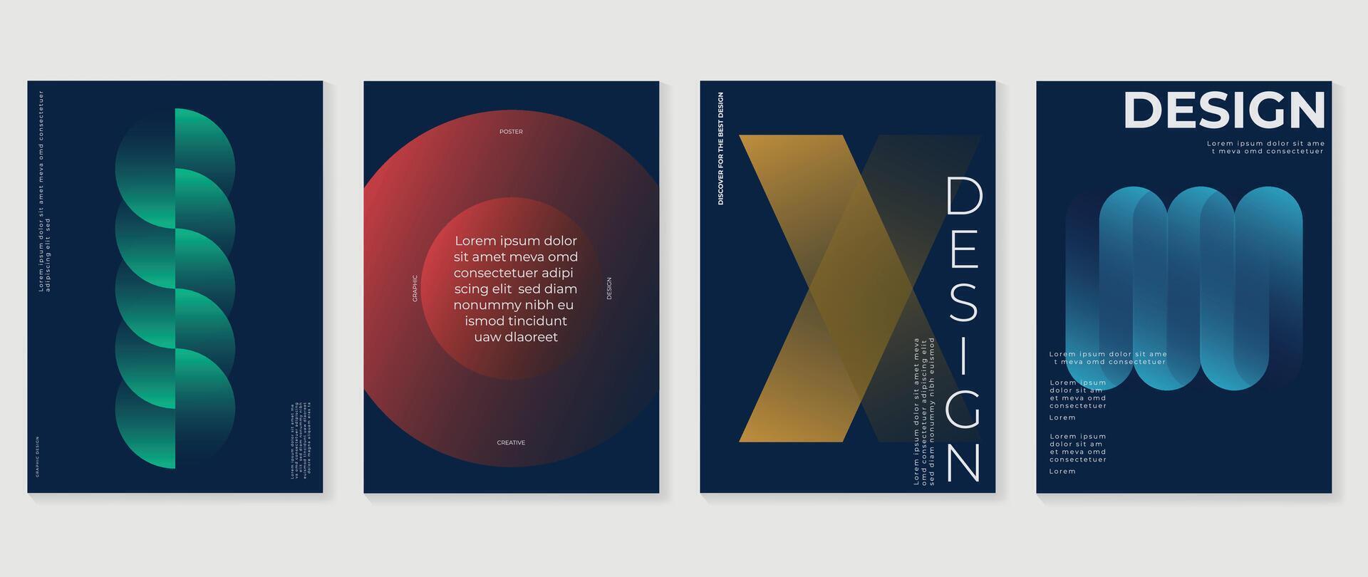 abstrakt Gradient Poster Hintergrund Satz. minimalistisch Stil Startseite Vorlage mit beschwingt Perspektive 3d geometrisch Prisma Formen Sammlung. Ideal Design zum Sozial Medien, Abdeckung, Banner, Flyer. vektor