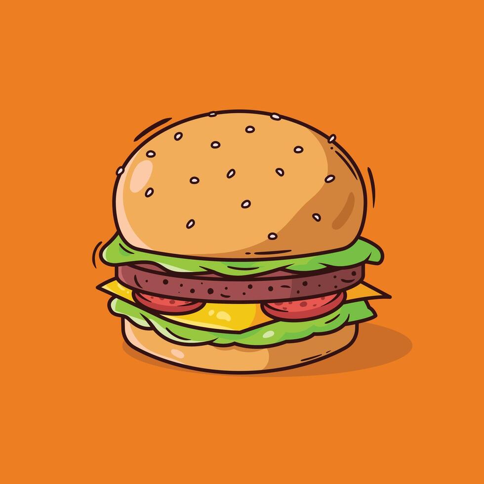 Burger Illustration Karikatur Stil vektor