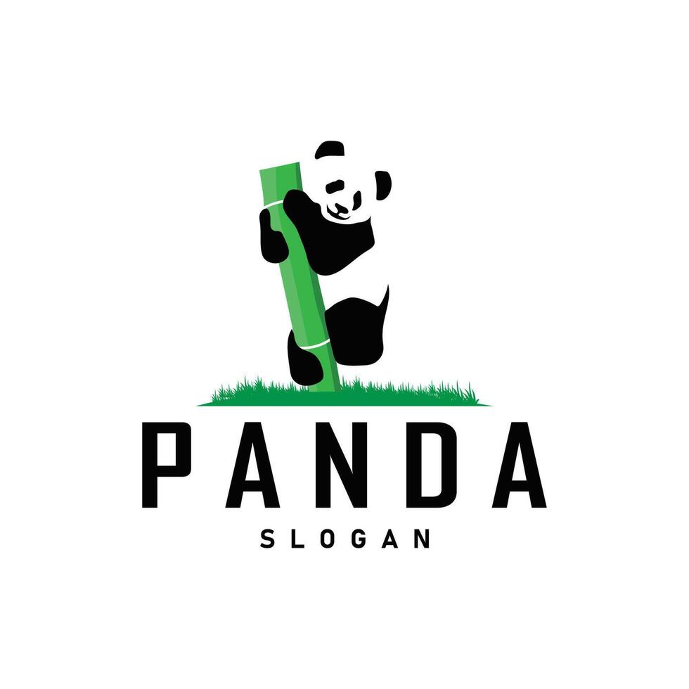 söt och enkel lat svart och vit panda djur- silhuett design mall varumärke panda Björn logotyp vektor