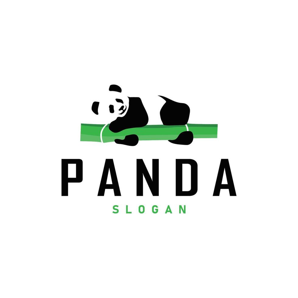 söt och enkel lat svart och vit panda djur- silhuett design mall varumärke panda Björn logotyp vektor