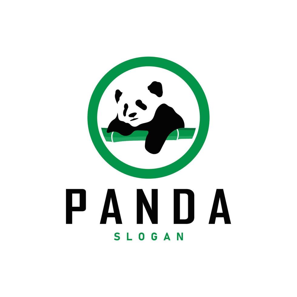 söt och enkel lat svart och vit panda djur- silhuett design mall varumärke panda Björn logotyp vektor