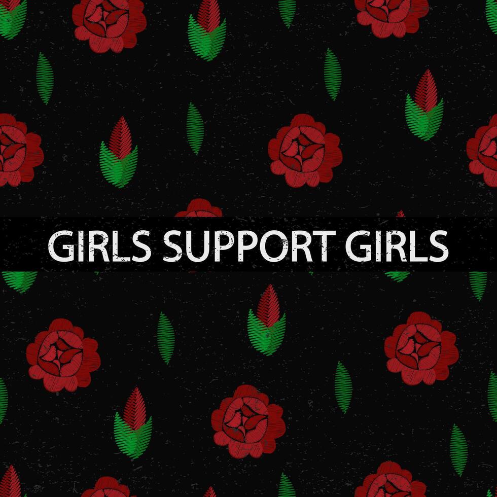 Mädchen Unterstützung Mädchen Stickerei Stil Banner vektor