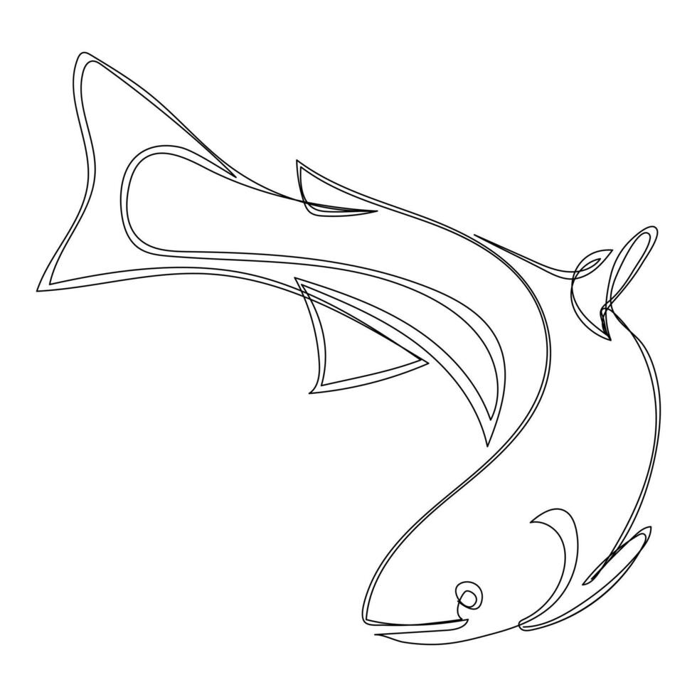 kontinuierlich Single einer Linie Zeichnung von Fisch einfach Clown Fisch International Welt Ozeane Tag vektor