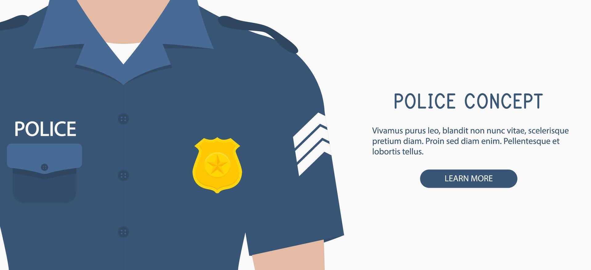 Polizei Uniform Konzept Banner Nahansicht vektor