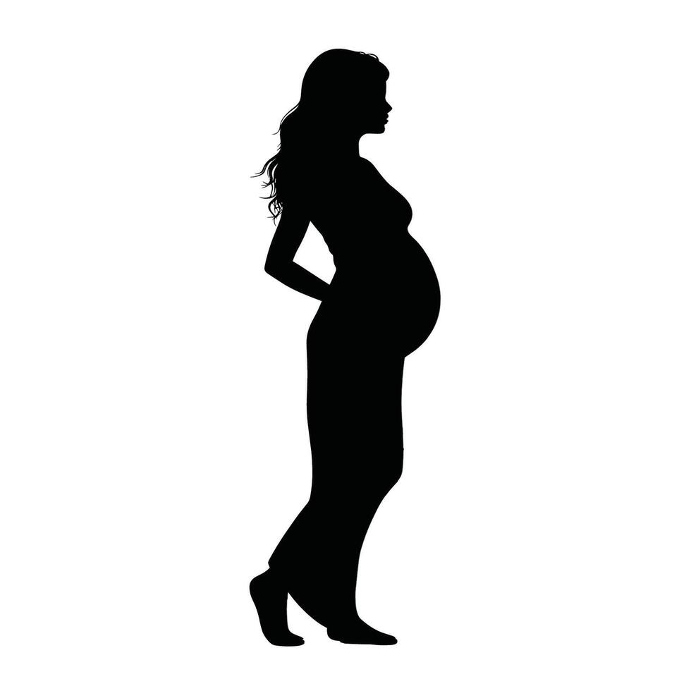 Silhouette von schwanger Frau im Profil Aussicht vektor
