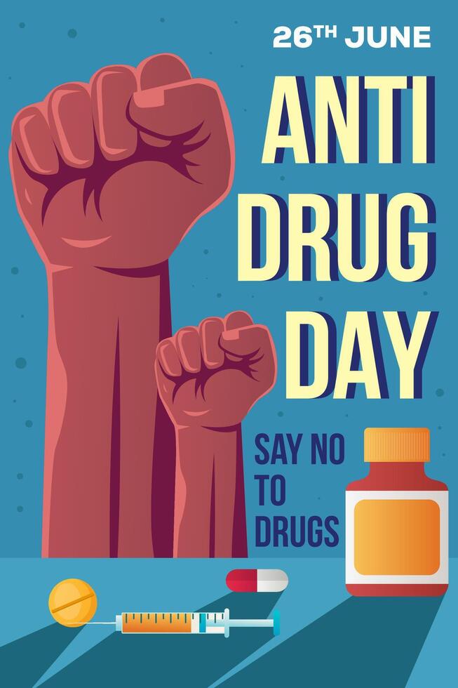 eben Design Anti Droge Tag Vertikale Banner Illustration vektor