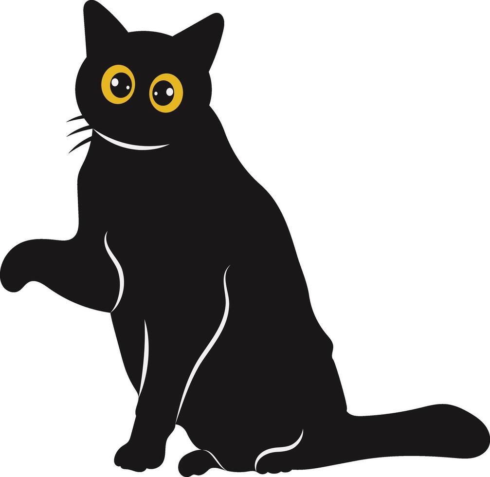 International Katze Tag Silhouette mit Gelb Augen. isoliert Karikatur Illustration vektor