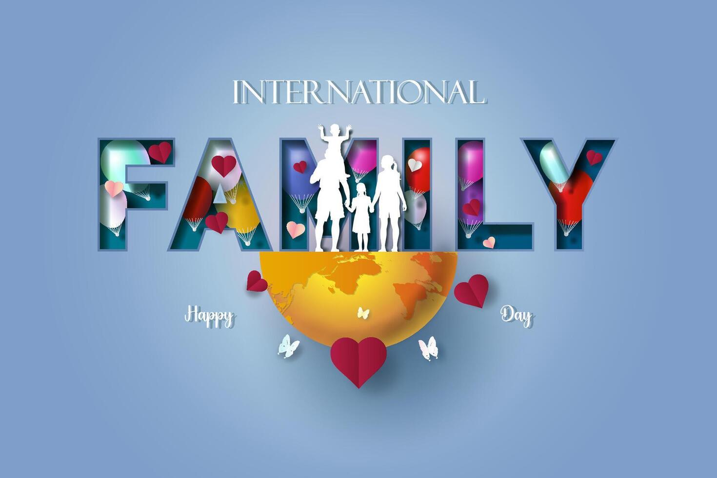 Lycklig internationell värld familj dag med mamma och far vektor