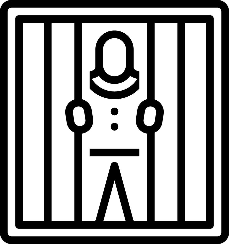svart linje ikon för fängelse vektor