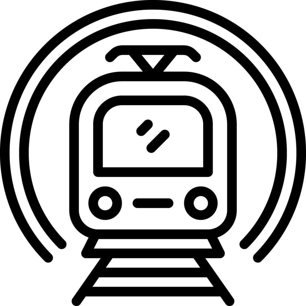 schwarz Linie Symbol zum Straßenbahn vektor