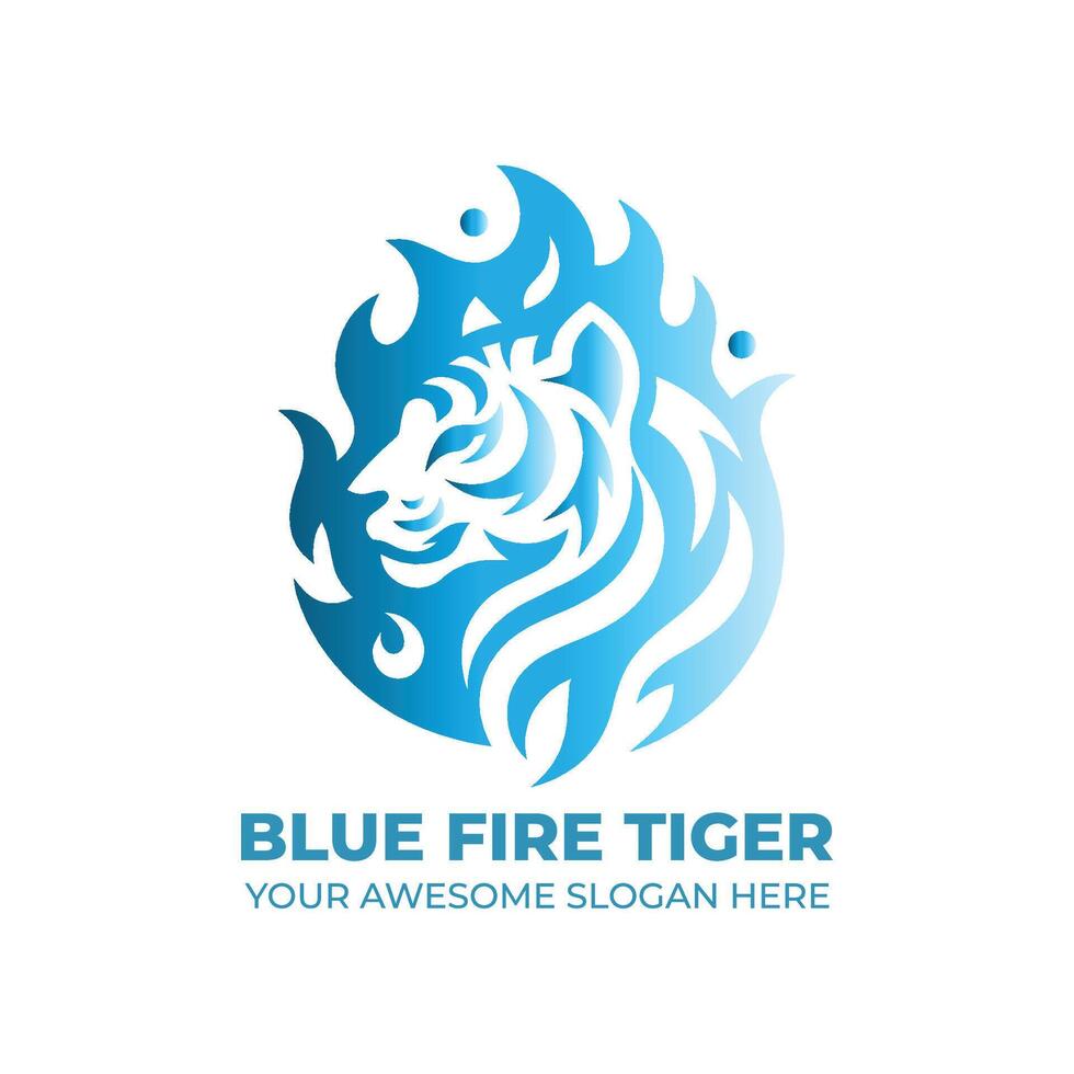 Blau Feuer von Tiger Logo Design vektor
