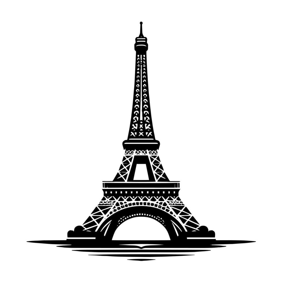 schwarz und Weiß Illustration von das Eiffel Turm Besichtigung im Paris vektor