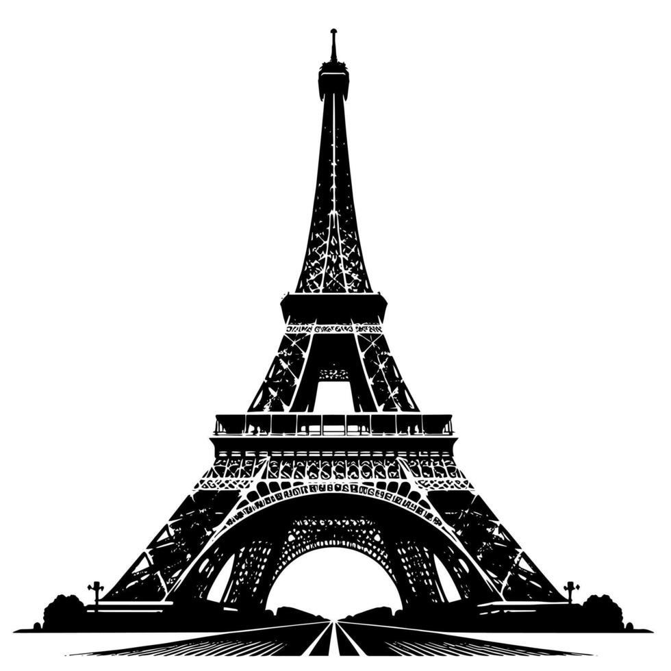 schwarz und Weiß Illustration von das Eiffel Turm Besichtigung im Paris vektor