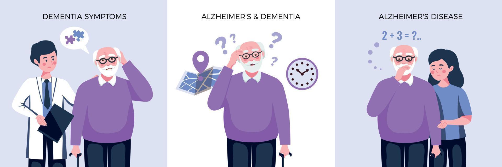 Demenz Alzheimer Designkonzept vektor