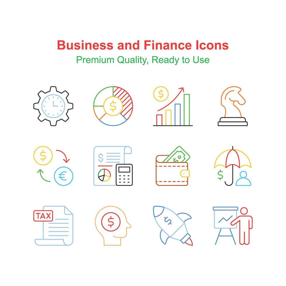 Geschäft und Finanzen Prämie Symbole Satz, bereit zu verwenden Vektoren