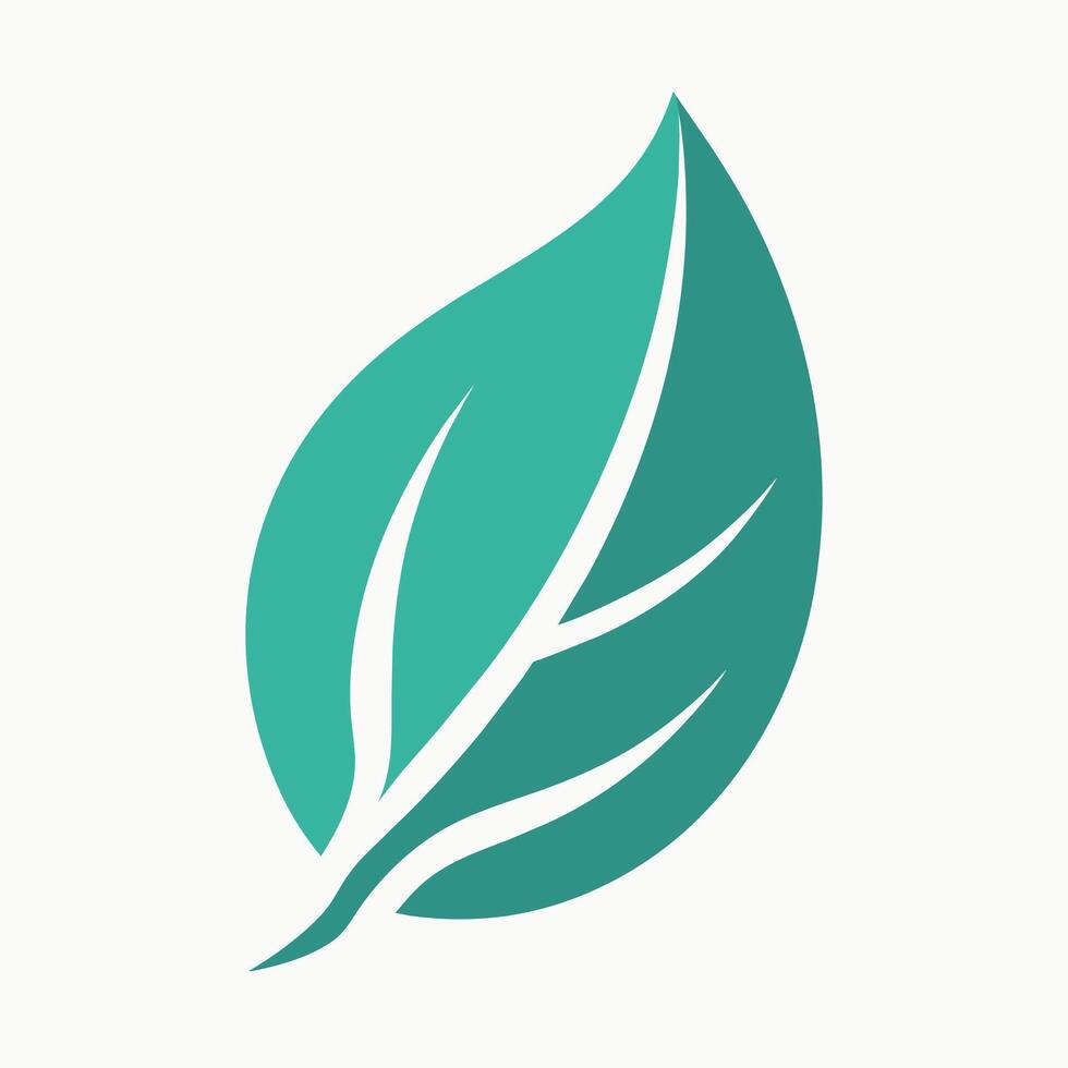 en grön blad uppsättning mot en rena vit bakgrund, en minimalistisk logotyp terar en enda blad och rena, sans serif text vektor