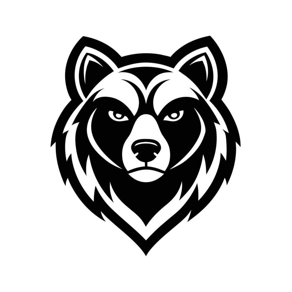 svart och vit Björn huvud på en enkel vit bakgrund, visa upp detaljerad funktioner och kontrast, en minimalistisk svart och vit geometrisk design på de underarm vektor