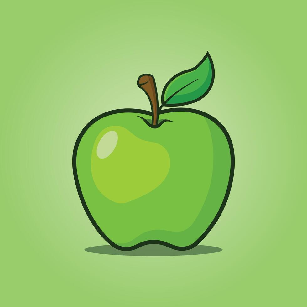Grün frisch Apfel, Apfel Obst Illustration Design vektor