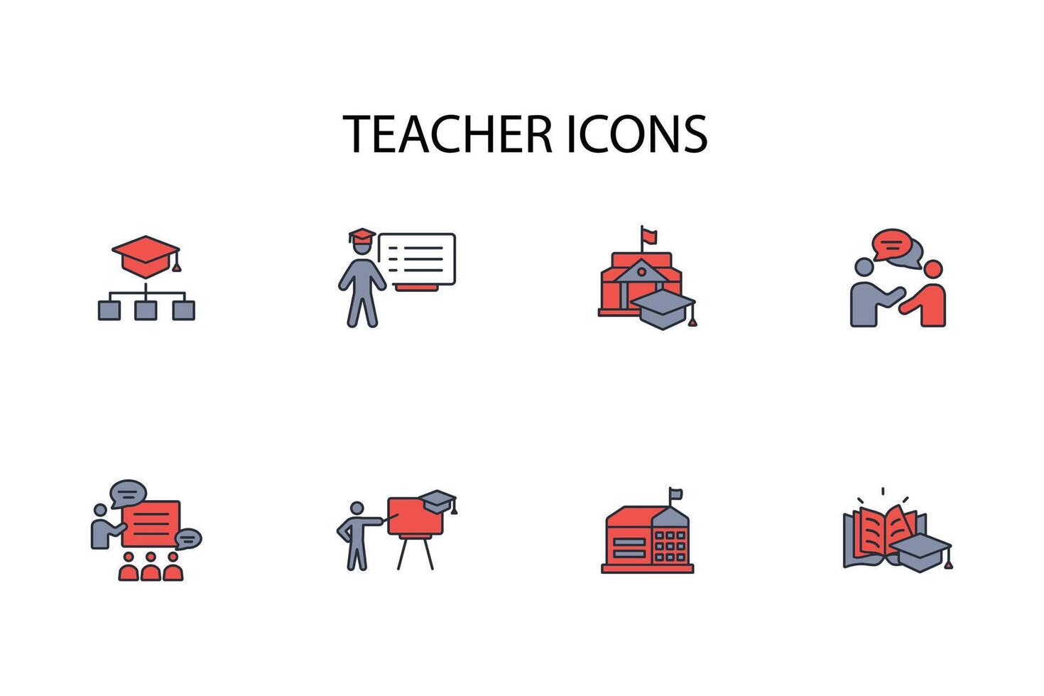 lärare ikon set..redigerbar stroke.linjär stil tecken för använda sig av webb design, logo.symbol illustration. vektor